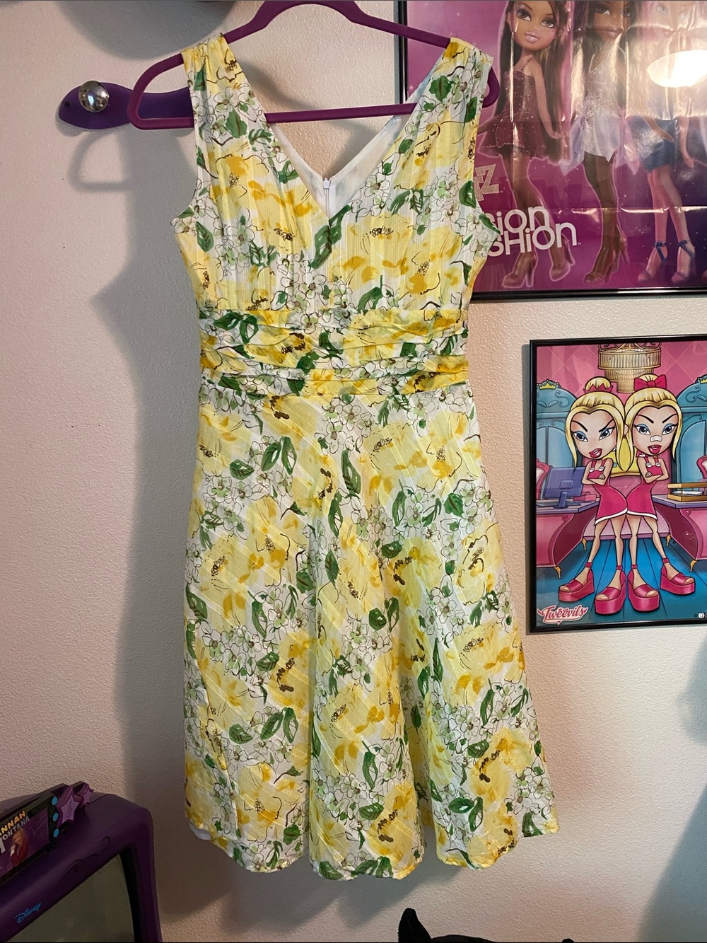 Robbie Bee Yellow & Green Floral Midi Dress